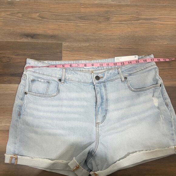 Loft 12/31 Roll Short Denim Jeans Blue Washed Cut Off Curvy Mid Rise Cuffed Hem - Picture 11 of 12
